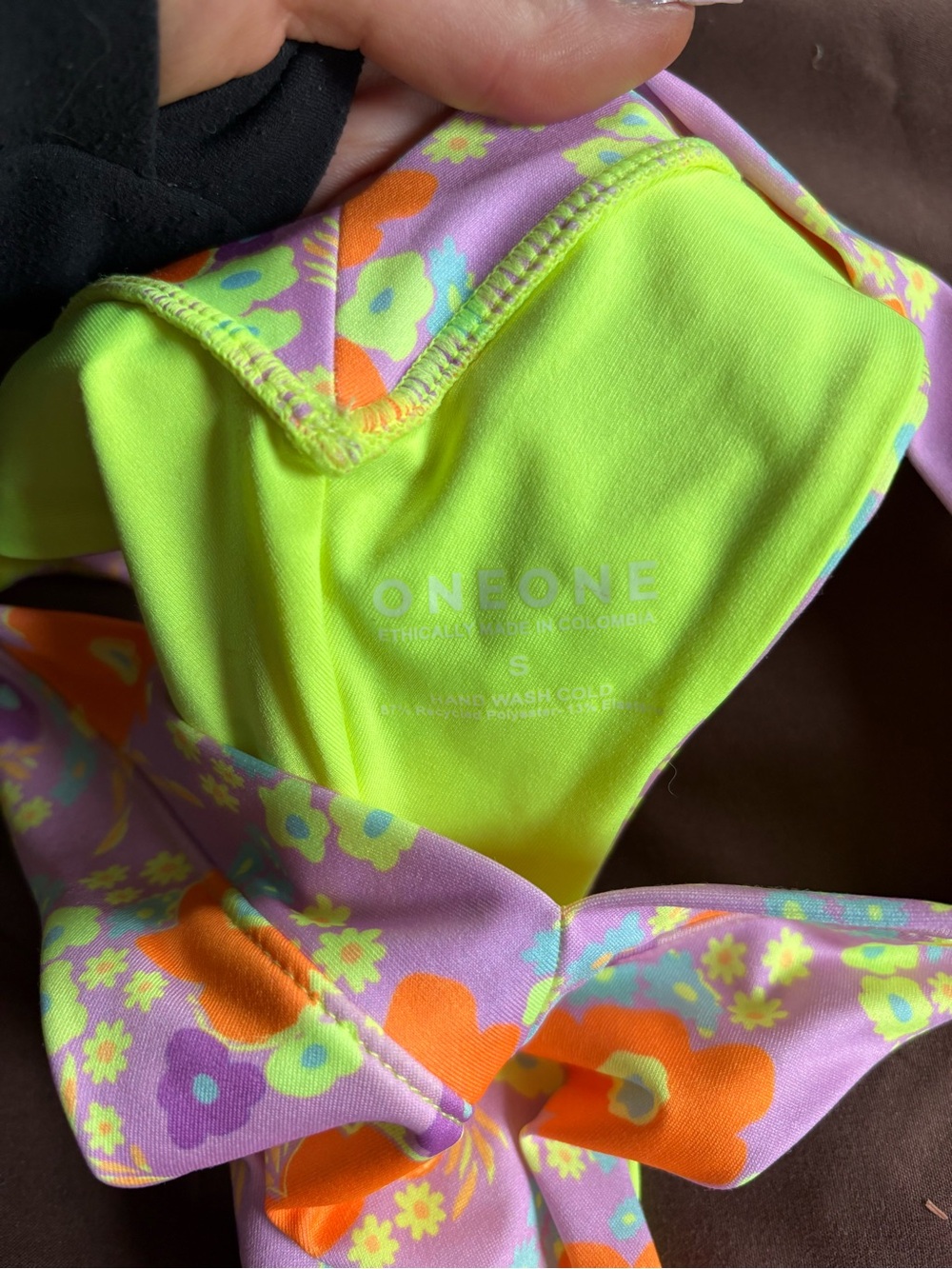 One One Swim Bikini Set - S- Lavender, Orange & Neon Green - Picture 4 of 4